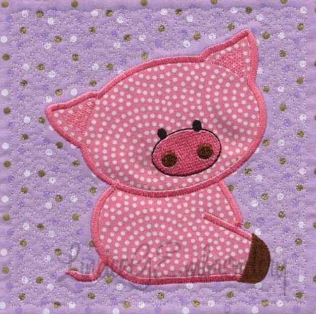 Picture of Applique Pig - Quilted Machine Embroidery Design