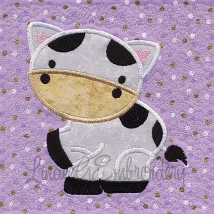 Applique Cow - Quilted Machine Embroidery Design