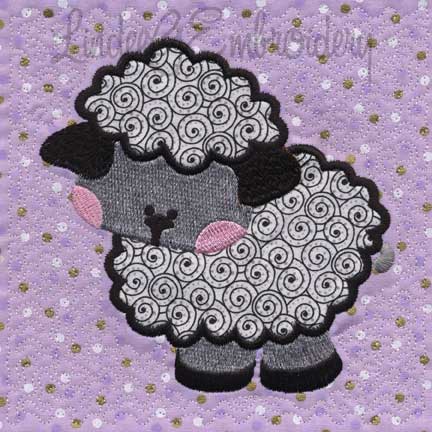 Applique Lamb - Quilted Machine Embroidery Design