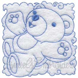 Teddy Bear Quilt Block (3 sizes) Machine Embroidery Design
