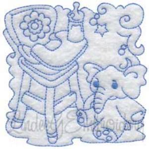 Picture of High Chair Quilt Block (3 sizes) Machine Embroidery Design
