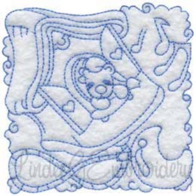 Picture of Music Box Quilt Block (3 sizes) Machine Embroidery Design