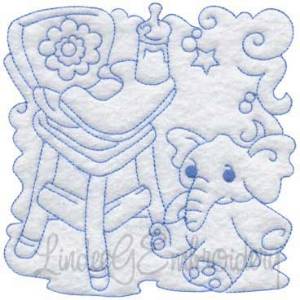 Picture of High Chair Quilt Block (3 sizes) Machine Embroidery Design
