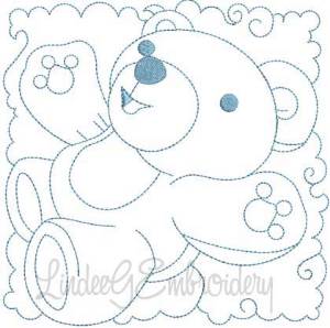 Picture of Teddy Bear Quilt Block (3 sizes) Machine Embroidery Design