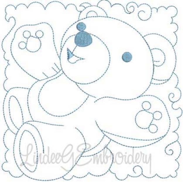Picture of Teddy Bear Quilt Block (3 sizes) Machine Embroidery Design