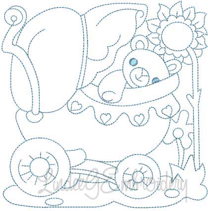Baby Carriage Quilt Block Machine Embroidery Design