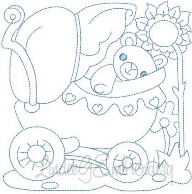 Picture of Baby Carriage Quilt Block Machine Embroidery Design