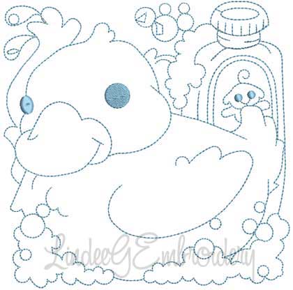 Rubber Ducky Quilt Block (3 sizes) Machine Embroidery Design