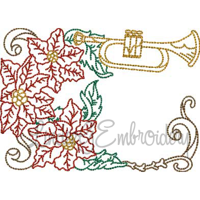 Poinsettia with Trumpet Multicolor (3 sizes) Machine Embroidery Design