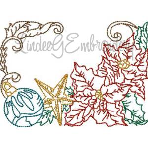 Picture of Poinsettia with Ornaments Multicolor (3 sizes) Machine Embroidery Design