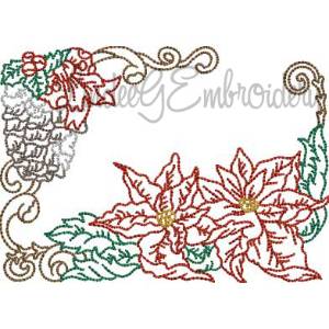 Picture of Poinsettia with Pine Cone Multicolor (3 sizes) Machine Embroidery Design