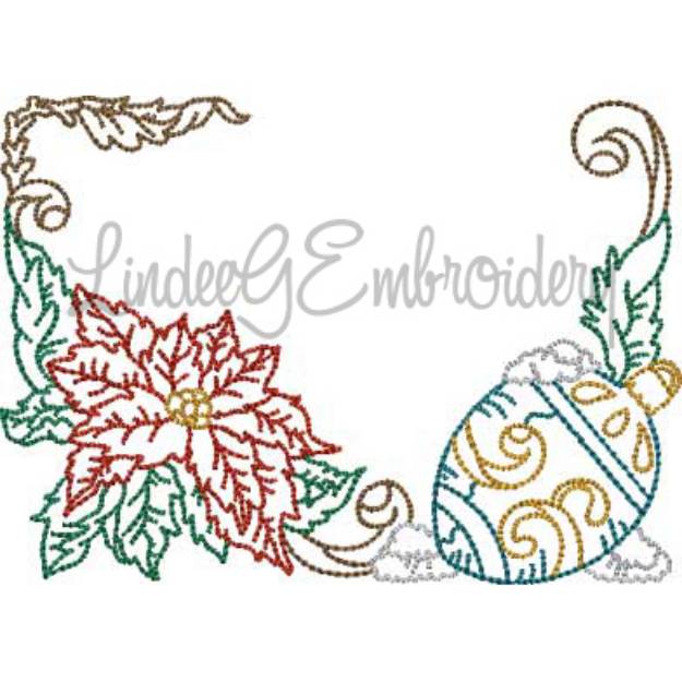 Picture of Poinsettia with Oval Ornament Multicolor (3 sizes) Machine Embroidery Design