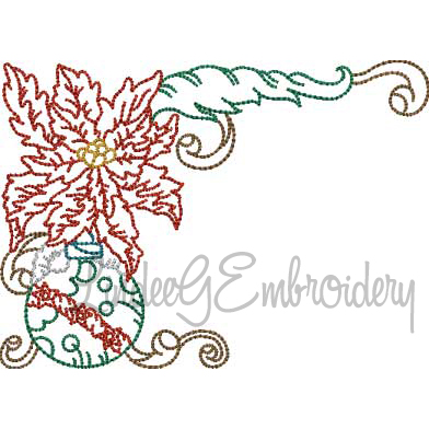 Poinsettia with Round Ornament Multicolor (3 sizes) Machine Embroidery Design