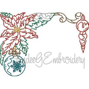 Picture of Poinsettia with 2 Ornaments Multicolor (3 sizes) Machine Embroidery Design