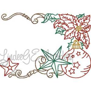 Picture of Poinsettia with 3 Ornaments Multicolor (3 sizes) Machine Embroidery Design