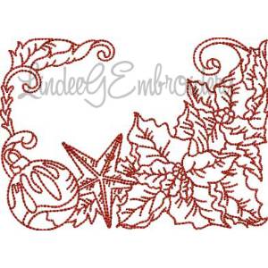 Picture of Poinsettia with Ornaments Redwork (3 sizes) Machine Embroidery Design