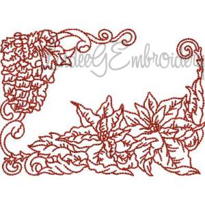 Picture of Poinsettia with Pine Cone Redwork (3 sizes) Machine Embroidery Design