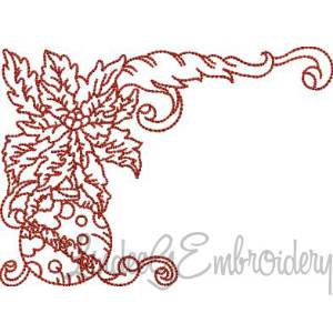 Picture of Poinsettia with Round Ornament Redwork (3 sizes) Machine Embroidery Design