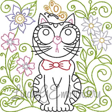 Kitty 1 Multi-Color (5 sizes) Machine Embroidery Design