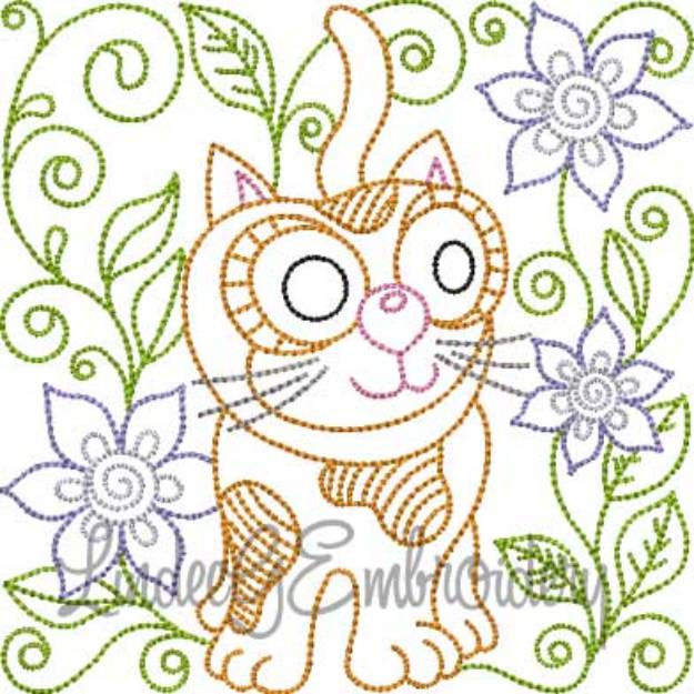 Picture of Kitty 2 Multi-Color (5 sizes) Machine Embroidery Design