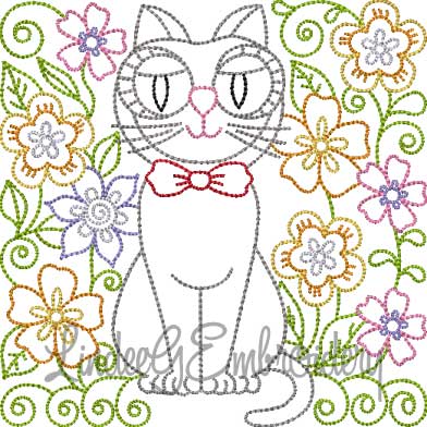 Kitty 3 Multi-Color (5 sizes) Machine Embroidery Design