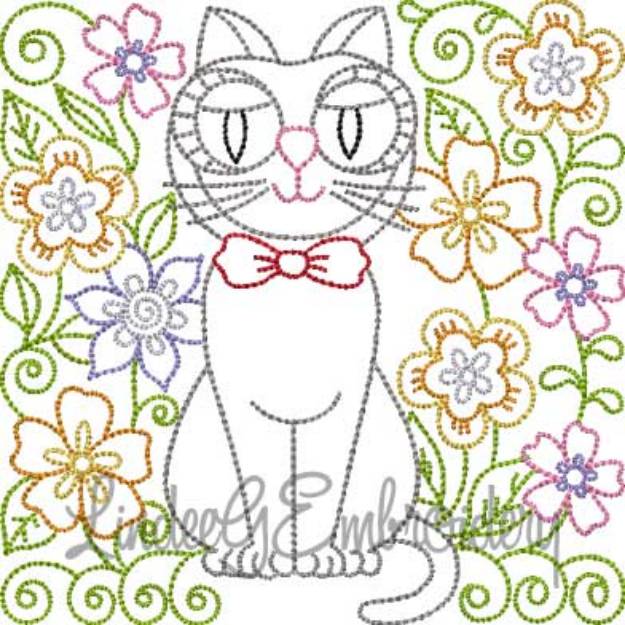 Picture of Kitty 3 Multi-Color (5 sizes) Machine Embroidery Design