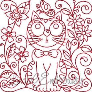 Picture of Kitty 1 Redwork (5 sizes) Machine Embroidery Design