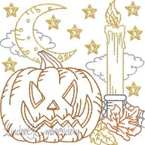 Picture of Pumpkin; Candle; Moon Multicolor (5 sizes) Machine Embroidery Design