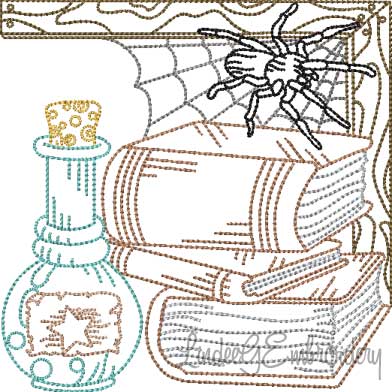Books; Spider; Potion Multicolor (5 sizes) Machine Embroidery Design