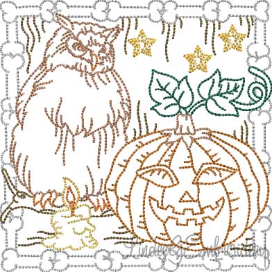 Owl; Pumpkin; Bones Multicolor (5 sizes) Machine Embroidery Design