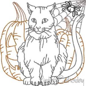 Picture of Cat; Pumpkin; Spider Multicolor (5 sizes) Machine Embroidery Design