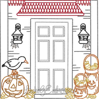 Seasonal Front Porch Multicolor (5 sizes) Machine Embroidery Design
