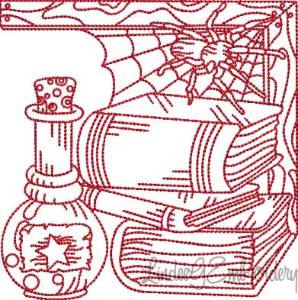 Picture of Books; Spider; Potion Redwork (5 sizes) Machine Embroidery Design