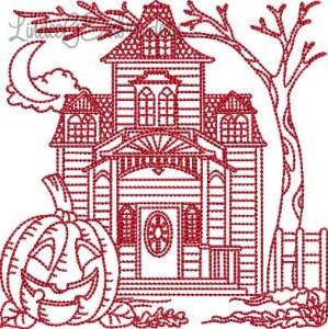 Picture of Seasonal House Redwork (5 sizes) Machine Embroidery Design