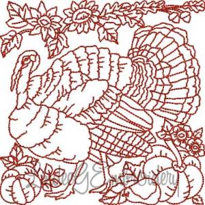 Picture of Turkey with Pumpkin 2 (4 sizes) Machine Embroidery Design