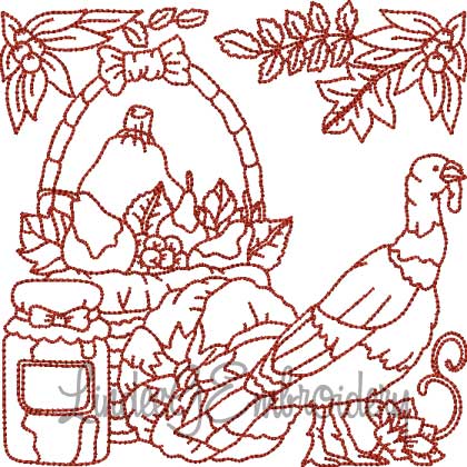 Turkey; Basket; Harvest (4 sizes) Machine Embroidery Design