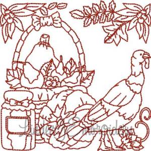 Picture of Turkey; Basket; Harvest (4 sizes) Machine Embroidery Design