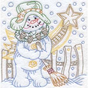 Picture of Colored Snowman with Star (3 sizes) Machine Embroidery Design