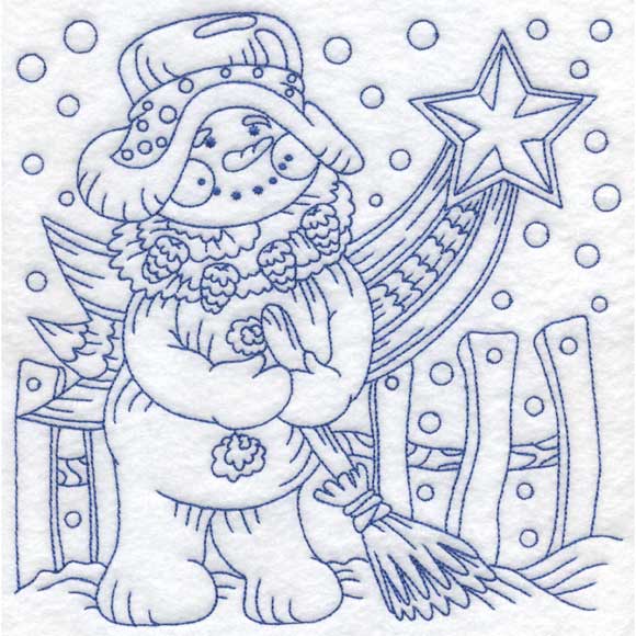 Redwork Snowman with Star (3 sizes) Machine Embroidery Design