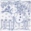 Picture of Redwork Snowman with Umbrella (3 sizes) Machine Embroidery Design
