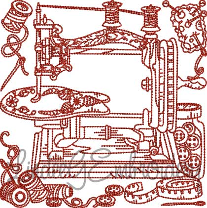 Vintage Sewing Machine 3 (4 sizes) Machine Embroidery Design