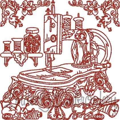 Vintage Sewing Machine 5 (4 sizes) Machine Embroidery Design