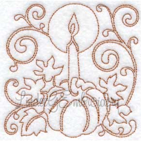Pumpkin & Candle (3 sizes) Machine Embroidery Design