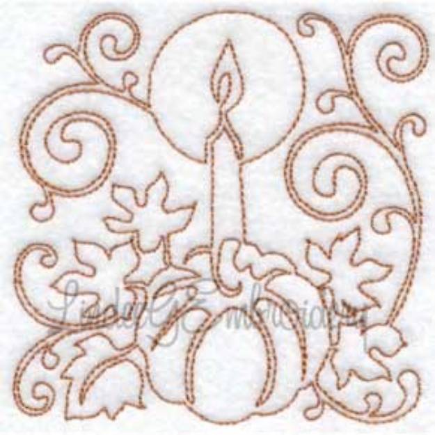 Picture of Pumpkin & Candle (3 sizes) Machine Embroidery Design
