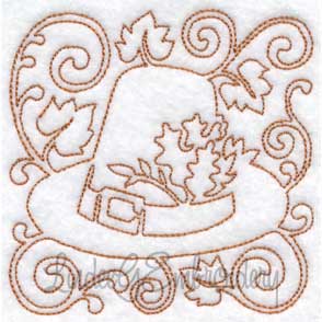 Pilgrim Hat & Leaves (3 sizes) Machine Embroidery Design