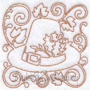 Picture of Pilgrim Hat & Leaves (3 sizes) Machine Embroidery Design