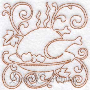 Roasted Turkey (3 sizes) Machine Embroidery Design