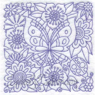 Garden Doodle Block 1 (6 sizes) Machine Embroidery Design