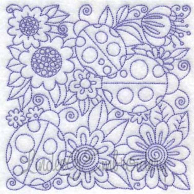 Picture of Garden Doodle Block 2 (6 sizes) Machine Embroidery Design