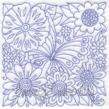 Garden Doodle Block 5 (6 sizes) Machine Embroidery Design